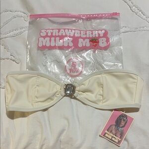 Strawberry Milk Mob Bikini Top Strapless